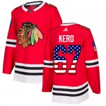 Adidas Chicago Blackhawks 67 Tanner Kero Authentic Red USA Flag Fashion Youth NHL Jersey