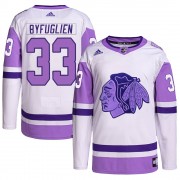 Adidas Chicago Blackhawks 33 Dustin Byfuglien Authentic White/Purple Hockey Fights Cancer Primegreen Youth NHL Jersey