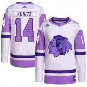 Adidas Chicago Blackhawks 14 Chris Kunitz Authentic White/Purple Hockey Fights Cancer Primegreen Youth NHL Jersey