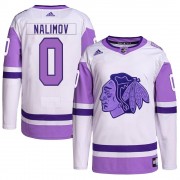 Adidas Chicago Blackhawks 0 Ivan Nalimov Authentic White/Purple Hockey Fights Cancer Primegreen Youth NHL Jersey