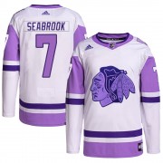 Adidas Chicago Blackhawks 7 Brent Seabrook Authentic White/Purple Hockey Fights Cancer Primegreen Youth NHL Jersey