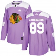 Adidas Chicago Blackhawks 89 Andreas Athanasiou Authentic Purple Fights Cancer Practice Youth NHL Jersey