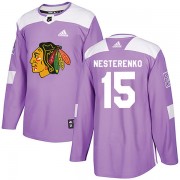 Adidas Chicago Blackhawks 15 Eric Nesterenko Authentic Purple Fights Cancer Practice Youth NHL Jersey
