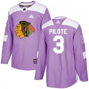 Adidas Chicago Blackhawks 3 Pierre Pilote Authentic Purple Fights Cancer Practice Youth NHL Jersey