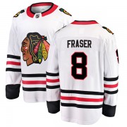Fanatics Branded Chicago Blackhawks 8 Curt Fraser White Breakaway Away Men's NHL Jersey