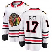 Fanatics Branded Chicago Blackhawks 17 Dave Gust White Breakaway Away Men's NHL Jersey