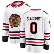 Fanatics Branded Chicago Blackhawks 0 Landon Slaggert White Breakaway Away Men's NHL Jersey