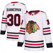 Adidas Chicago Blackhawks 30 Murray Bannerman Authentic White Away Youth NHL Jersey