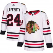 Adidas Chicago Blackhawks 24 Sam Lafferty Authentic White Away Youth NHL Jersey