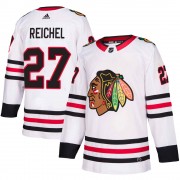 Adidas Chicago Blackhawks 27 Lukas Reichel Authentic White Away Youth NHL Jersey