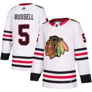 Adidas Chicago Blackhawks 5 Phil Russell Authentic White Away Youth NHL Jersey
