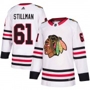 Adidas Chicago Blackhawks 61 Riley Stillman Authentic White Away Youth NHL Jersey