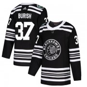 Adidas Chicago Blackhawks 37 Adam Burish Authentic Black 2019 Winter Classic Men's NHL Jersey