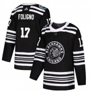 Adidas Chicago Blackhawks 17 Nick Foligno Authentic Black 2019 Winter Classic Men's NHL Jersey
