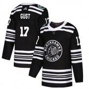Adidas Chicago Blackhawks 17 Dave Gust Authentic Black 2019 Winter Classic Men's NHL Jersey