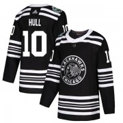 Adidas Chicago Blackhawks 10 Dennis Hull Authentic Black 2019 Winter Classic Men's NHL Jersey
