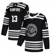 Adidas Chicago Blackhawks 13 Zach Sanford Authentic Black 2019 Winter Classic Men's NHL Jersey