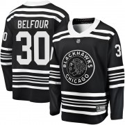 Fanatics Branded Chicago Blackhawks 30 ED Belfour Premier Black Breakaway Alternate 2019/20 Men's NHL Jersey