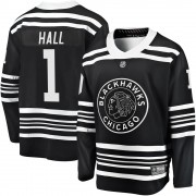 Fanatics Branded Chicago Blackhawks 1 Glenn Hall Premier Black Breakaway Alternate 2019/20 Men's NHL Jersey