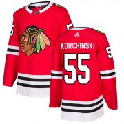 Adidas Chicago Blackhawks 55 Kevin Korchinski Authentic Red Home Men's NHL Jersey