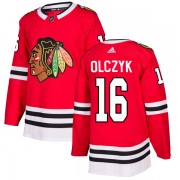 Adidas Chicago Blackhawks 16 Ed Olczyk Authentic Red Home Men's NHL Jersey
