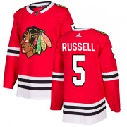 Adidas Chicago Blackhawks 5 Phil Russell Authentic Red Home Men's NHL Jersey