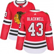 Adidas Chicago Blackhawks 43 Colin Blackwell Authentic Black Red Home Women's NHL Jersey