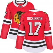 Adidas Chicago Blackhawks 17 Jason Dickinson Authentic Red Home Women's NHL Jersey