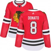 Adidas Chicago Blackhawks 8 Ryan Donato Authentic Red Home Women's NHL Jersey