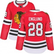 Adidas Chicago Blackhawks 28 Andreas Englund Authentic Red Home Women's NHL Jersey