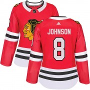Adidas Chicago Blackhawks 8 Jack Johnson Authentic Red Home Women's NHL Jersey