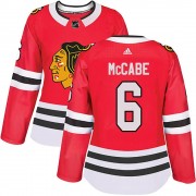 Adidas Chicago Blackhawks 6 Jake McCabe Authentic Red Home Women's NHL Jersey