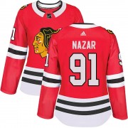 Adidas Chicago Blackhawks 91 Frank Nazar Authentic Red Home Women's NHL Jersey