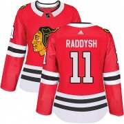 Adidas Chicago Blackhawks 11 Taylor Raddysh Authentic Red Home Women's NHL Jersey