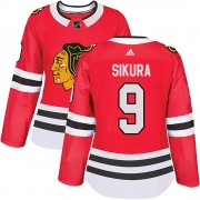Adidas Chicago Blackhawks 9 Dylan Sikura Authentic Red Home Women's NHL Jersey