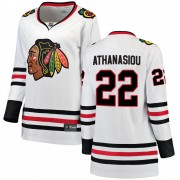 Fanatics Branded Chicago Blackhawks 22 Andreas Athanasiou White Breakaway Away Women's NHL Jersey