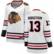 Fanatics Branded Chicago Blackhawks 13 Henrik Borgstrom White Breakaway Away Women's NHL Jersey