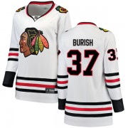 Fanatics Branded Chicago Blackhawks 37 Adam Burish White Breakaway Away Women's NHL Jersey