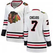 Fanatics Branded Chicago Blackhawks 7 Chris Chelios White Breakaway Away Women's NHL Jersey