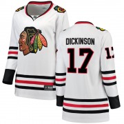 Fanatics Branded Chicago Blackhawks 17 Jason Dickinson White Breakaway Away Women's NHL Jersey