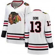 Fanatics Branded Chicago Blackhawks 13 Max Domi White Breakaway Away Women's NHL Jersey