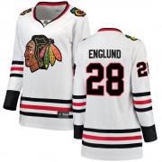 Fanatics Branded Chicago Blackhawks 28 Andreas Englund White Breakaway Away Women's NHL Jersey