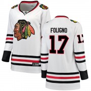 Fanatics Branded Chicago Blackhawks 17 Nick Foligno White Breakaway Away Women's NHL Jersey