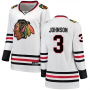 Fanatics Branded Chicago Blackhawks 3 Jack Johnson White Breakaway Away Women's NHL Jersey