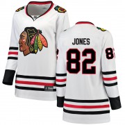 Fanatics Branded Chicago Blackhawks 82 Caleb Jones White Breakaway Away Women's NHL Jersey