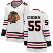 Fanatics Branded Chicago Blackhawks 55 Kevin Korchinski White Breakaway Away Women's NHL Jersey