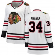 Fanatics Branded Chicago Blackhawks 34 Petr Mrazek White Breakaway Away Women's NHL Jersey