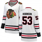 Fanatics Branded Chicago Blackhawks 53 Buddy Robinson White Breakaway Away Women's NHL Jersey