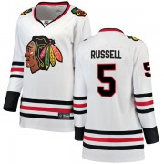 Fanatics Branded Chicago Blackhawks 5 Phil Russell White Breakaway Away Women's NHL Jersey