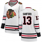 Fanatics Branded Chicago Blackhawks 13 Zach Sanford White Breakaway Away Women's NHL Jersey